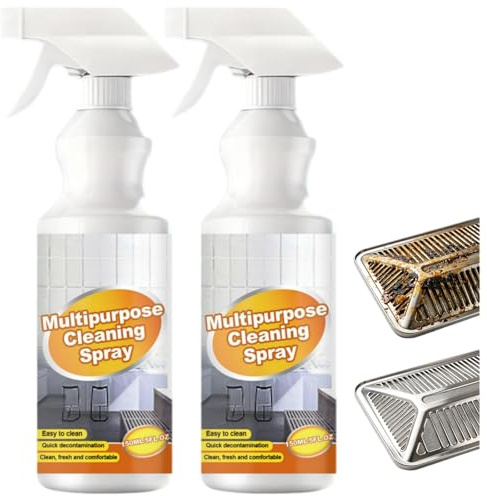 Aktiv skumrenare universell spray, kök fettlösare spray stark, multifunktionell rengöring för köksutrustning, stark fettlösare spray intensivrengöring, ugn spis hällar renare spray (2 st)