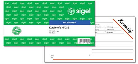 SIGEL KF213 Kurzmitteilung Kurzbrief, 1/3 A4 quer, 100 Blatt, 1 Stück