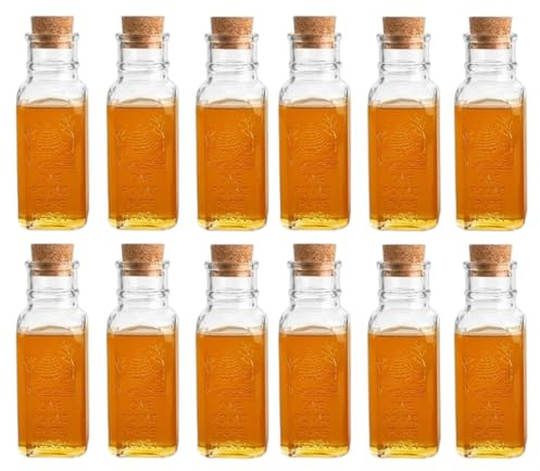 Nakpunar 12 pcs 16 oz Muth Bottle Jar - 1 lb Empty Honey Bottles with Cork Bottle Stopper - Reproduction Honey Container from 1800's - Beekeepers, Farm Market Supplies