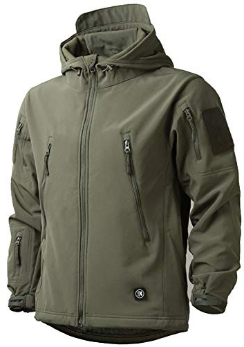 MakingDa wasserdichte Herren-Jacke, lässiger Kapuzenmantel, gefüttert mit Softshell-Fleece, Laufjacke, Jacke im Camouflage-Look, für Arbeit, Angeln, Jagd, Klettern, grün, XL