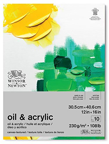 Winsor & Newton 6532009 - Carta da pittura a olio in blocco, 10 fogli da 30,5 x 40,6 cm, 230 g/m², senza acidi, senza sbiancanti ottici, resistente all'invecchiamento per colori ad olio, pastelli ad