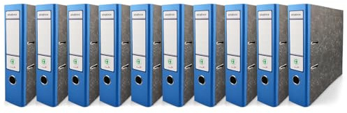 Netuno 10 Raccoglitori a Leva A4 Ekobox Dorso 7,5 cm Colore blu 2 Anelli Cartone Riciclato Marmorizzato Registratori Ecologici per Ufficio scuola Archiviazione Documenti Senza Custodia