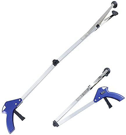 Pinza Telescopica Pieghevole in Alluminio con Braccio Lungo e Ventose per Raccogliere Oggetti (Blu)