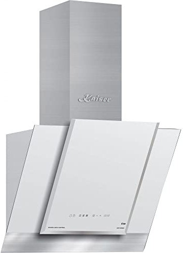 Kaiser 6438 FW • Dunstabzugshaube • Abzugshaube • Wandabzugshaube • Abluft/Umluft • 3 Stufen • 910 m³/h • 60 cm • Aluminium-Wellrohr • Weißglas Edelstahl •kopffreihaube•Metall-Fettfilter•Umluftset