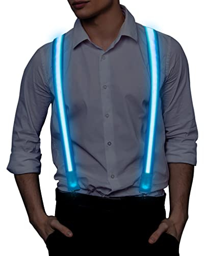 Ainiv Tirantes Luminosos LED con 3 Modos de Flash, Ajustables para Hombre, Accesorio de Disfraz para Fiestas, Bares, Halloween, Escuela (Azul)