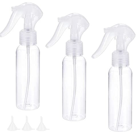 LATRAT 3 pezzi da 200 ml e 3 piccoli imbuti in plastica, trasparente, vuoto, per la casa e il giardino, strumenti da parrucchiere, annaffiatoio, spruzzatore per fiori, spruzzatore multifunzione