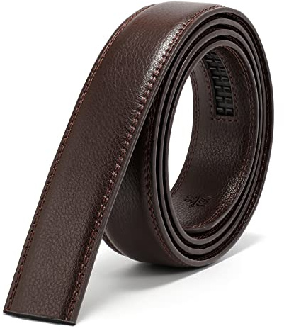 JASGOOD Men's Leather Ratchet Belt Strap without Buckle, Replacement Leather Belt Strap 30mm/1.18