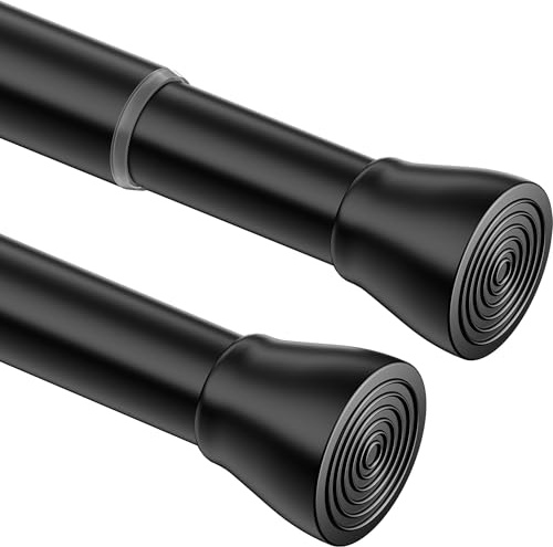 1 asta per tenda da doccia senza fori, allungabile, in acciaio inox, per armadio, bagno, balcone, tenda da doccia (185-250 cm, nero)