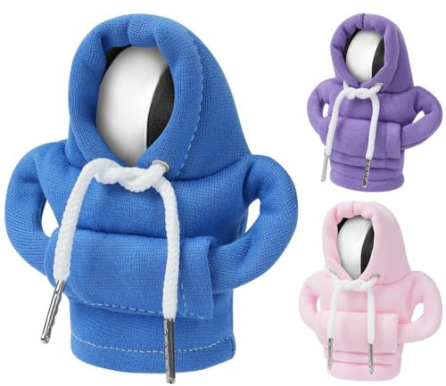 Adiwo Gear Stick Hoodie, 3pcs Car Gear Shift Knob Cover, Creative Gearstick Lever Hoodie, Universal Gear Shifter Knobs Sweatshirt for Gearshift, 4.7 Inch Car Gear Handle Cover Car Interior Hoodie A