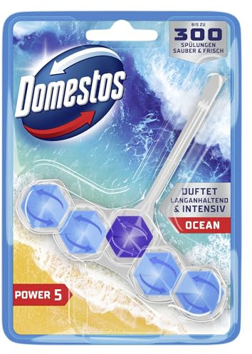 Domestos Power 5 Toilettenstein Ocean WC Reiniger Volle Power bis zu 300 Spülungen 9 x 50 g