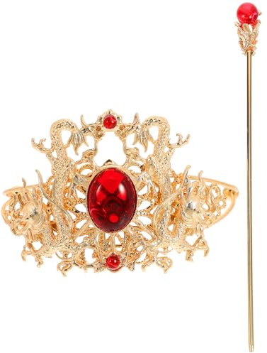 Healeved Épingle à cheveux en forme de couronne chinoise - Accessoires pour cheveux - à cheveux chinoises - Style traditionnel - Accessoire pour cheveux en fer doré