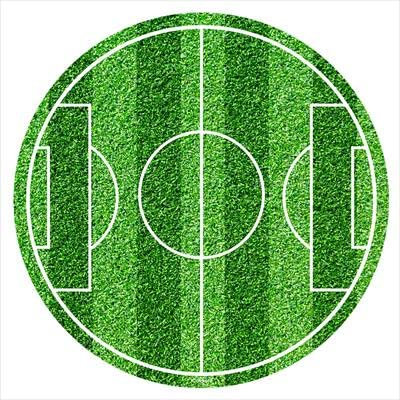 Football Field Round 20cm 8 inch Edible Sugar Cake Topper.