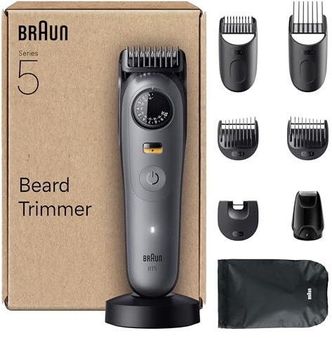 Braun Regolabarba Uomo Series 5, +9 Strumenti Di Styling, Rasoio Elettrico Barba, Lama Ultra Affilata, 120 Min di Autonomia, Impermeabile, Selettore di Precisione Con 40 Lunghezze, BT5565, Grigio