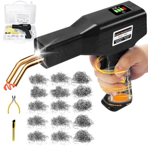 SGZIOO 200W Wireless Plastic Welding Kit, 5000mAh USB Rechargeable Plastic Welder with 1050 PCS Hot Staples, Plastic Repair Kit, Bumper Repair Kit, Plastic Welder Repair Kit for Cars Bumper Repair