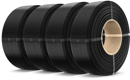 SUNLU 4 KG PLA+2.0 Refill Filament Paket, Utan Spole Starkare PLA PLUS 3D Filament, Kompatibel med Bambu Lab 3D-skrivare, 1 kg/rulle, 4 x Svart
