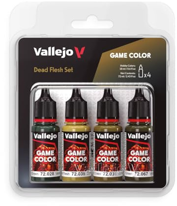 Vallejo Game Color Acrylic Paint Set Dead Flesh Set. Kit of 4 Matte Finish Colors in 18 ml Dropper Bottles for Fantasy Figures and Wargames