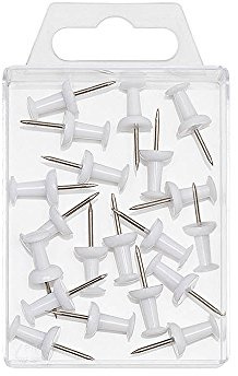Wedo 54100 Pinnadeln Diabolo-Form in Klarsichtdose, 20 Stück, weiß