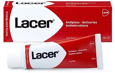LACER - Pasta de Dientes 50 ml, Previene la Caries, Mantiene la Boca Sana, Alto Contenido en Flúor, Evita la Formación de la Placa Dental, Fortalece el Esmalte, Dentífrico con Acción Antimicrobiana