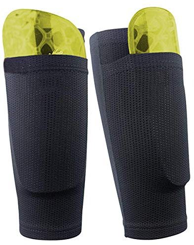 Dokpav Soccer Shin Guard Socken mit Tasche Ärme, Fußball Ausrüstung mit Taschen Kompressionswade Ärm-(Keine Kunststoff-Platten)- (Kind-schwarz)