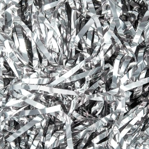 Emartbuy - 100 grammi di carta metallica sminuzzata, ideale per la decorazione di regali, riempire cesti e confezioni regalo, colore argento
