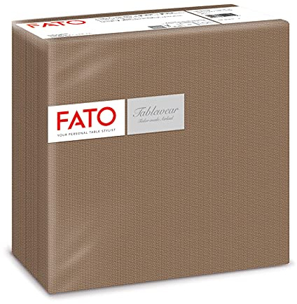 Fato - Tovaglioli in Carta a secco, Airlaid, Effetto Tessuto, Confezione da 50 tovaglioli, Formato 40x40 piegato in 4, Decoro Shade Nocciola