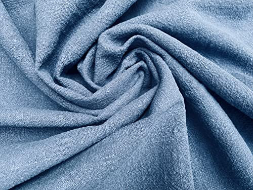 Tela de lino liso lavado a piedra azul oscuro – 100% ropa de cama decoración del hogar cortinas – 140 cm de ancho (se vende por metros)