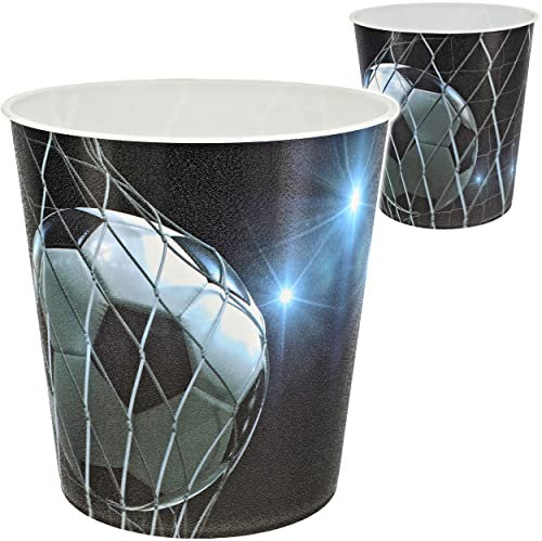 Papierkorb/Behälter Fußball & Fußballtor 10 Liter - wasserdicht - aus Kunststoff - 27 cm - Spielzeugkorb/Popcornschüssel/großer Mülleimer Eimer - au..