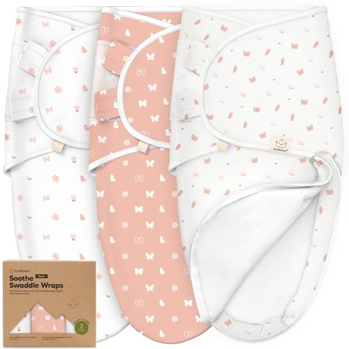 3 Piezas Sacos De Dormir Con Cremallera Para Bebé – Saco De Dormir Para Recién Nacidos De 0 a 3 Meses,Pañal Para Recién Nacidos,Pañales Para Bebés Fáciles De Cambiar,Mantas Para Guardería(Butterflies)