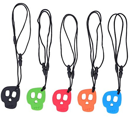 Kauen Sensorische Halsketten, 5 Stück Kauketten für Sensorische Kinder Silikon Oral Motor Aids Chewy Halskette für Autismus ADHS Angst
