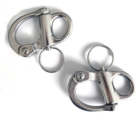 Vastsea 2 Piezas 52mm-316 Grillete Giratorio a Presión, Grillete Giratorio, Grillete a Presión de Rápida, para Sacos Arena Veleros e Industria, Camiones, Escalada