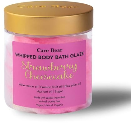 CareBear Whipped Body Bath Scrub, Peeling und Peelingmittel, mit Aprikosenöl, blauem Pflaumenöl, Vitamin B1, C und Omega 3, natürliche Inhaltsstoffe (200 g)