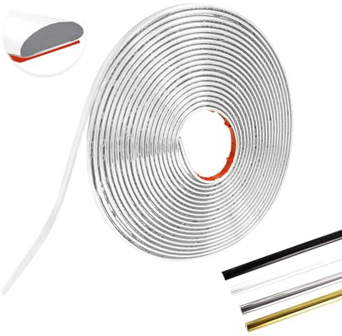 MeYuxg Moulure Adhesive,Baguette de Finition Autocollantes,Plafond PVC Moulure Murale Autocollantes, Plinthe Souple Autoadhésive,pour Armoire,Cadre de Miroir,Plafond,Armoire(Blanc-8M-8MM-2.8MM)