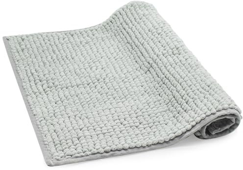 Jokureao Chenille Badematte rutschfest, 40x60cm Weich Badezimmerteppich, rutschfest Waschbar Badvorleger, Starke Wasseraufnahme Badteppich für Badezimmer(Grau Grün)