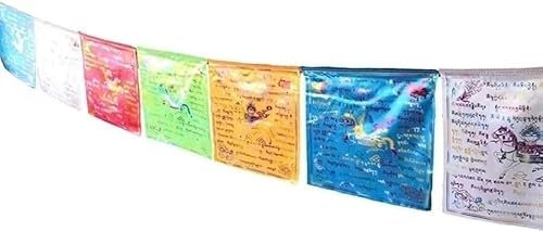 Banderas de oración budista tibetana, decoración de oración, banderas de oración al aire libre, decoraciones tibetanas, bandera de oración de tipografía dorada del budismo tibetano, fuente dorada hech
