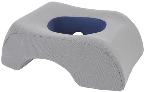 Almohada Ajustable Boca Abajo, Almohada para Dormir de Estómago de Espuma Viscoelástica Suave con Diseño Hueco, Cojín de Cama de Belleza para Uso en Salón y Masaje (Gris Azul)