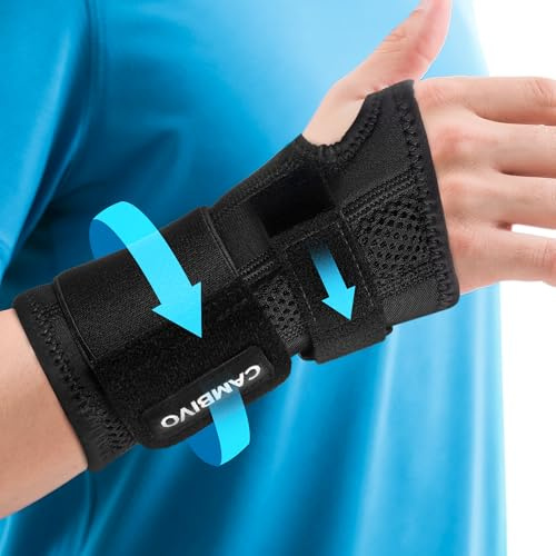 CAMBIVO Wrist Support Brace for Carpal Tunnel, RSI, Adjustable Carpal Tunnel Wrist Splint for Pain Relief, Sprained, Arthritis, Tendonitis, Night Hand Support for Men and Women (Right Hand - L/XL)