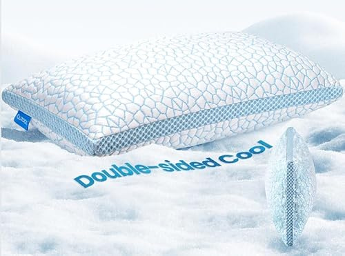 QUTOOL Cooling Pillows for Hot Sleeping, Shredded Memory Foam Pillows Standard Size Set of 1,Adjustable Soft & Firm Gel Bed Pillow for Side, Back, Stomach Sleepers
