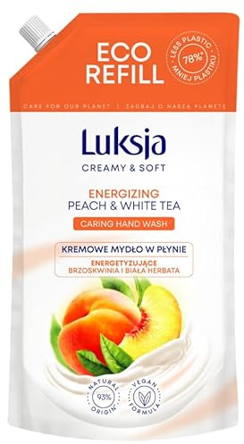 LUKSJA, sapone liquido cremoso, pesca, ricarica 900 ml, sapone per le mani, lavaggio a mano, sapone per bucato a mano