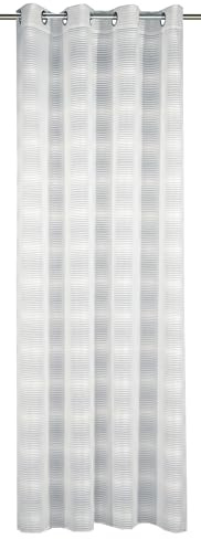 Sehlbach Tenda pronta per l'uso con occhielli, Design a linee filigranate, Bianco, 140 x 245 cm, Eleganza senza tempo, Opaca, Traslucida, Facile da fissare, Personalizzabile