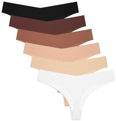 Yolev 6 Piezas Tanga Calzoncillos Sin Costuras para Mujer Calzoncillos Invisibles Tanga Sin Costuras Braguitas Invisibles Ropa Interior Invisible con Cintura en V para Mujer (S) Multicolor