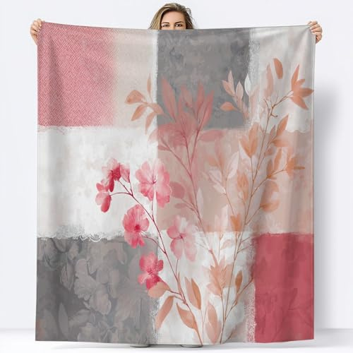 Genérico Vintage Elegante Manta para Sofá Patchwork de Encaje Flores de Lunares Manta para Cama Suave, Franela Polar Cálida para niñas y niños - Acogedora y Ligera para Todas Estaciones, 150 x 200 cm