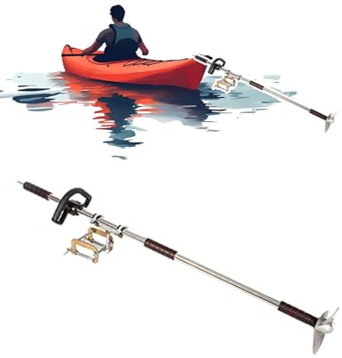 Moteur Bateau Hors-bord Batterie pour Bateau de Pêche à Moteur Électrique, Moteur Hors-bord Électrique pour Paddle, Moteur de Kayak Portable, Pagaie de Secours(With Clamp,L-125cm(49 1/4))