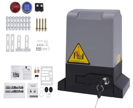 Mqwdxzfes Apriporta elettrico scorrevole da 550 W, fino a 1200 kg, con telecomando, luce di allarme e tastiera senza fili, azionamento automatico, apertura radio, guida da 6 m