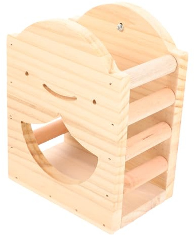 BESTonZON Comedero de Madera para Conejos y Cobayas Función de Alimentación Lenta y Estante para Jaulas, Adecuado para Organizar Heno y Comida