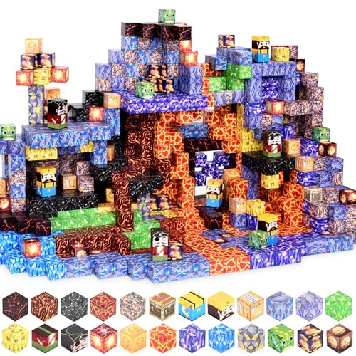 Magnetic Building Blocks, 200PCS Lava World Magnetic Cube STEM Construction Toy, Educational Magnetic Blocks Toy for Kids Toddler, Christmas Birthday Gifts Toy for 3 4 5 6 7 8 9 10 Year Old Girls Boys