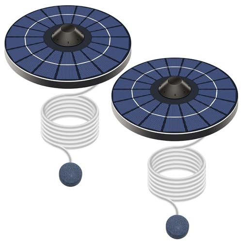 Aeratore per laghetto ad energia solare 2 pezzi, aeratore per laghetto solare portatile con tubo dell'aria e pietre a bolle per piccoli stagni, vasche per uccelli, per