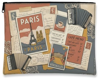 Beauty case vintage retrò Parigi Torre di Parigi, borsa da viaggio per cosmetici da donna, organizer portatile in tela con cerniera, borsa da toilette estiva per la cura della pelle, multicolore, 7x9