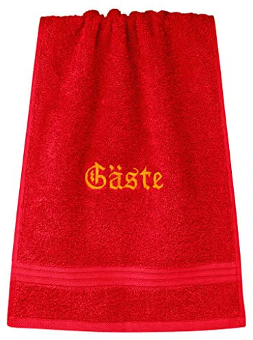 Lashuma Linz Gästehandtuch Rot 30x50, Besticktes Frotteetuch mit Gäste, Farbe: Scharlach Rot