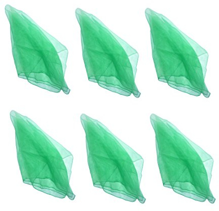 Hoerev Liten förpackning med 6 juggling (dans) halsdukar 60 cm x 60 cm,små flytande halsdukar för små människor,6 Grön