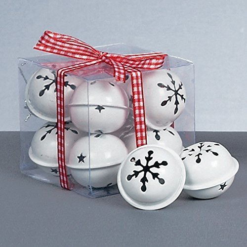 Premier Decoraciones de cascabeles de copo de nieve, 8 unidades, color blanco, 8 cm x 4 cm